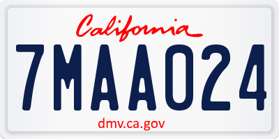 CA license plate 7MAA024