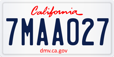 CA license plate 7MAA027