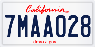 CA license plate 7MAA028