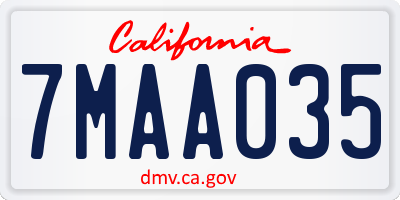 CA license plate 7MAA035