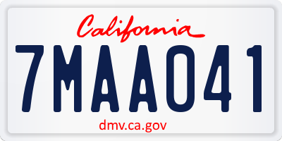 CA license plate 7MAA041