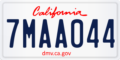 CA license plate 7MAA044