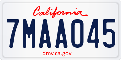 CA license plate 7MAA045