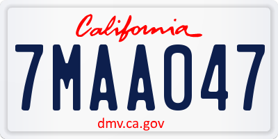 CA license plate 7MAA047