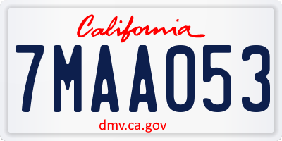 CA license plate 7MAA053