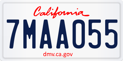 CA license plate 7MAA055
