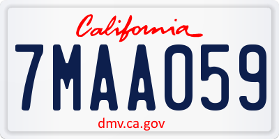 CA license plate 7MAA059