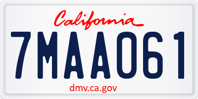 CA license plate 7MAA061