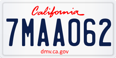 CA license plate 7MAA062