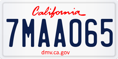 CA license plate 7MAA065