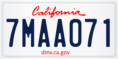 CA license plate 7MAA071