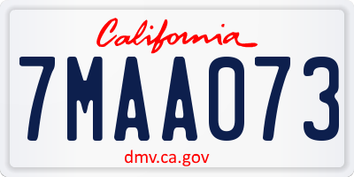 CA license plate 7MAA073