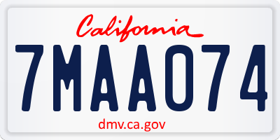 CA license plate 7MAA074