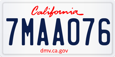 CA license plate 7MAA076