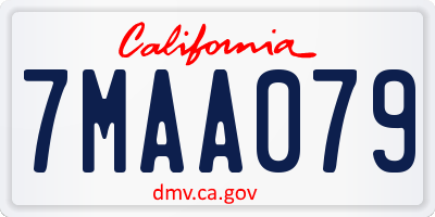 CA license plate 7MAA079