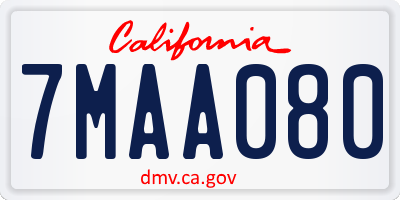 CA license plate 7MAA080