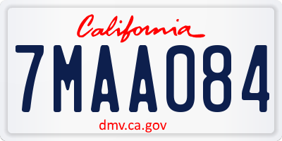 CA license plate 7MAA084