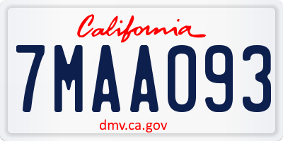 CA license plate 7MAA093