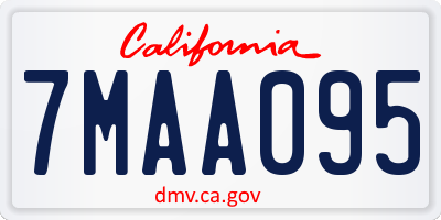 CA license plate 7MAA095