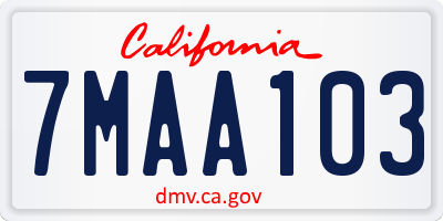 CA license plate 7MAA103