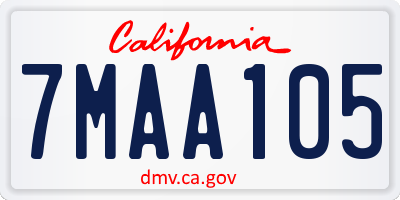 CA license plate 7MAA105