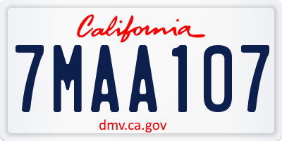 CA license plate 7MAA107