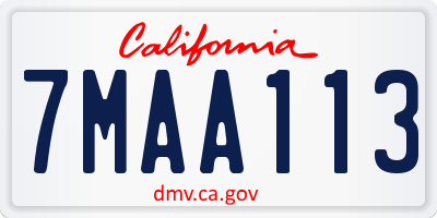 CA license plate 7MAA113