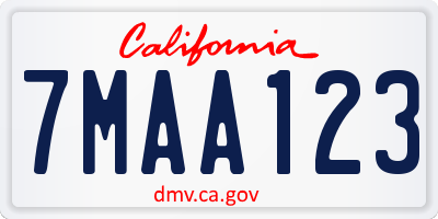 CA license plate 7MAA123