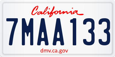 CA license plate 7MAA133
