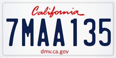CA license plate 7MAA135