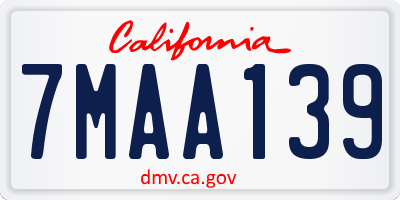 CA license plate 7MAA139