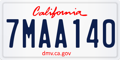 CA license plate 7MAA140