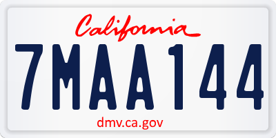 CA license plate 7MAA144