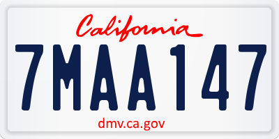 CA license plate 7MAA147