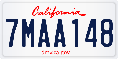 CA license plate 7MAA148