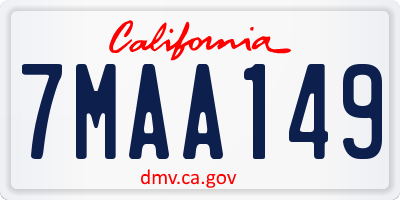 CA license plate 7MAA149