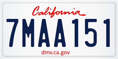 CA license plate 7MAA151
