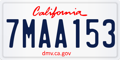 CA license plate 7MAA153