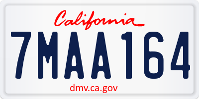 CA license plate 7MAA164