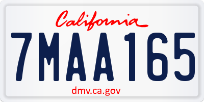 CA license plate 7MAA165