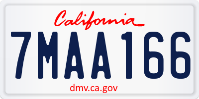 CA license plate 7MAA166