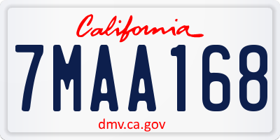 CA license plate 7MAA168