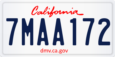 CA license plate 7MAA172