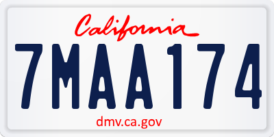 CA license plate 7MAA174