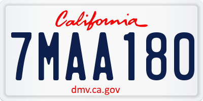 CA license plate 7MAA180