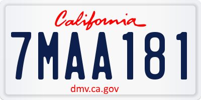 CA license plate 7MAA181