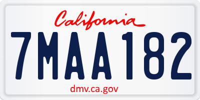 CA license plate 7MAA182