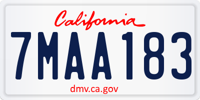 CA license plate 7MAA183