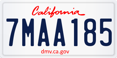 CA license plate 7MAA185