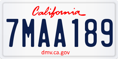 CA license plate 7MAA189